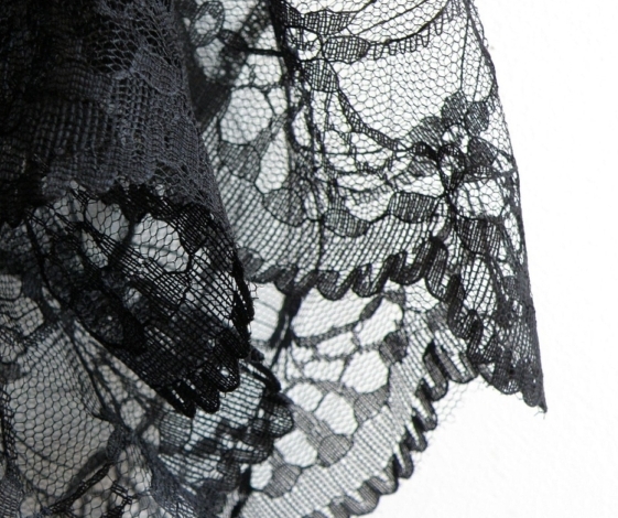 black lace on white background